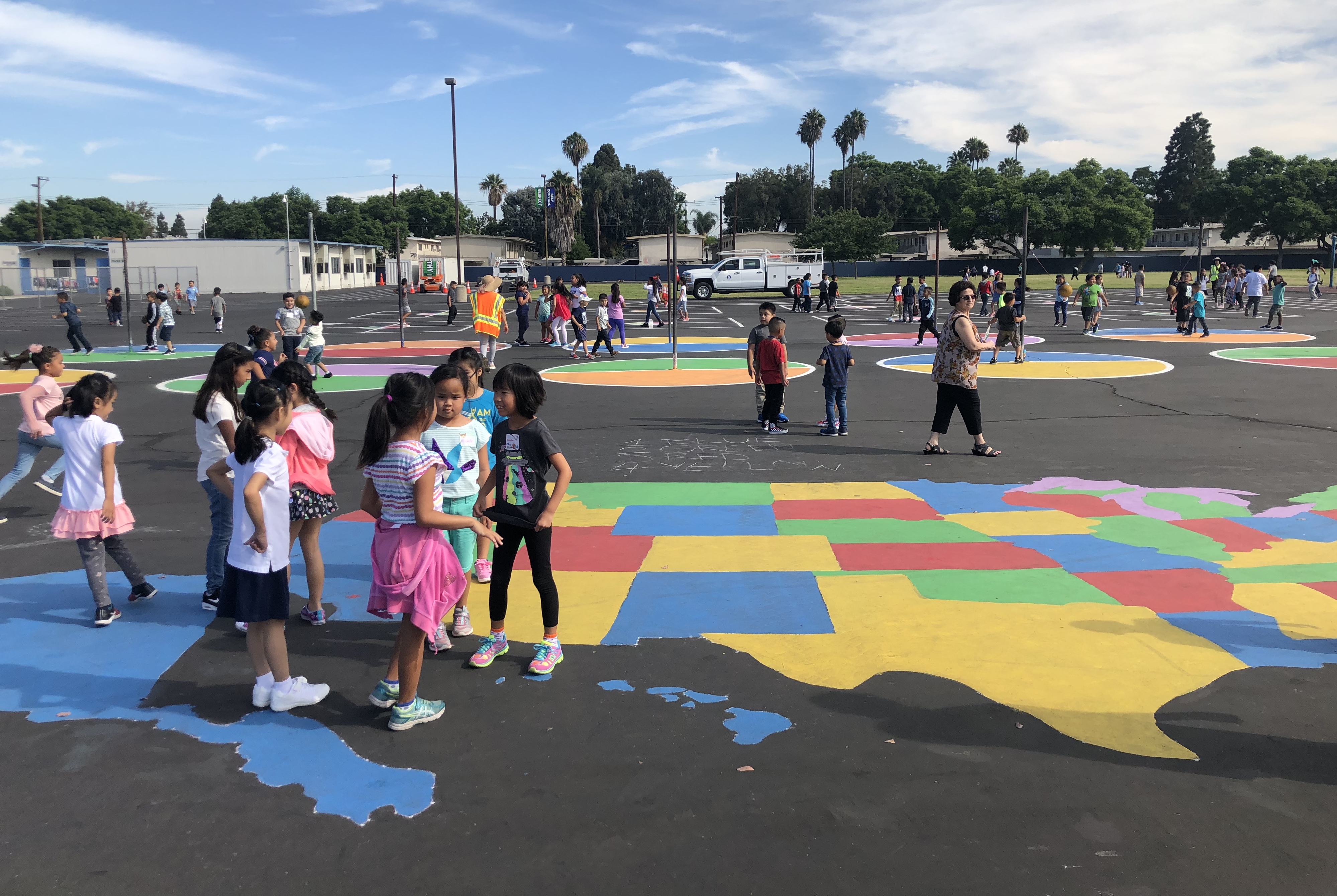 Students having fun a recess. 